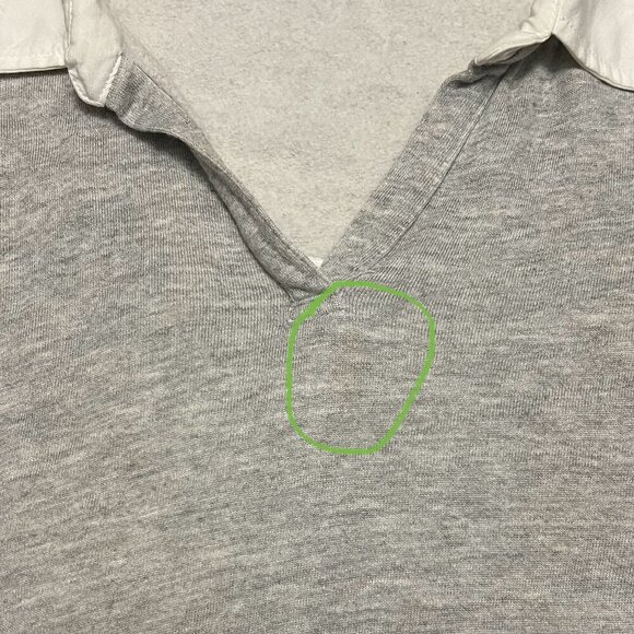 Monrow Poplin Mix Collar Sweatshirt Gray White Size Medium - Picture 8 of 9